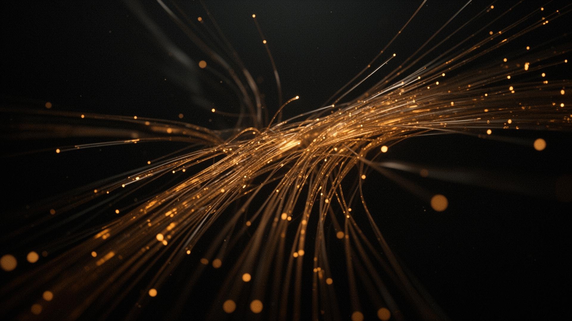 Data fibers converging into an amber core.